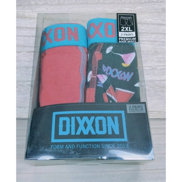 Other - Dixxon Boxer Briefs Premium 2 Pack Mens Size 2XL Red Solid /Black Multi Cocktail